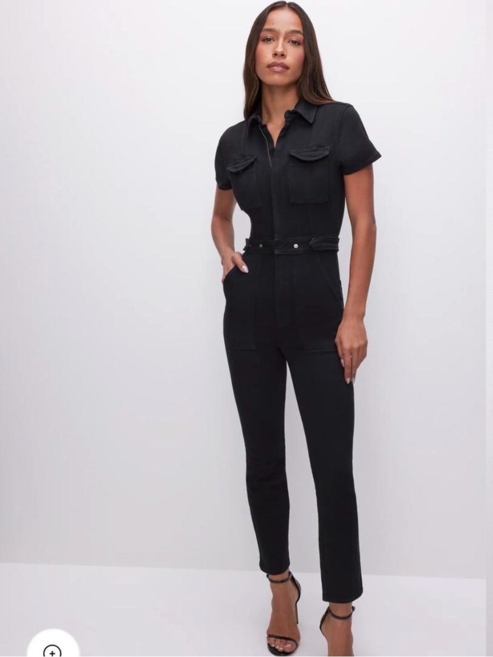 Good American Fit For Success Black Denim Jumpsuit Size 3